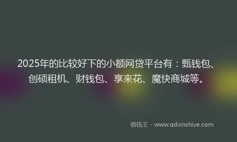 2025年的比较好下的小额网贷平台有：甄钱包、创硕租机、财钱包、享来花、魔快商城等。