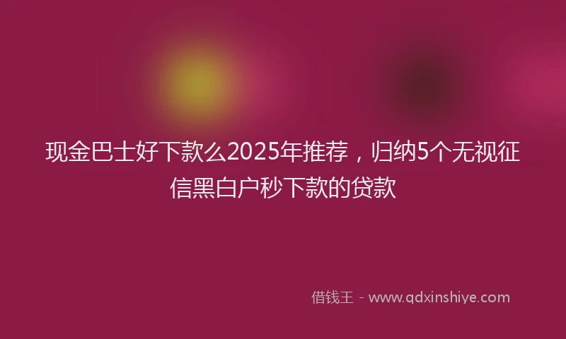 现金巴士好下款么2025年推荐，归纳5个无视征信黑白户秒下款的贷款