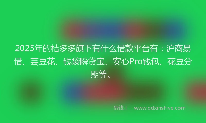 2025年的桔多多旗下有什么借款平台有：沪商易借、芸豆花、钱袋瞬贷宝、安心Pro钱包、花豆分期等。