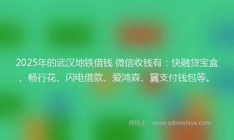 2025年的武汉地铁借钱 微信收钱有：快融贷宝盒、畅行花、闪电借款、爱鸿森、翼支付钱包等。