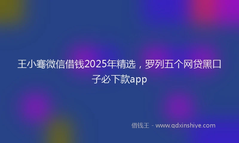 王小骞微信借钱2025年精选，罗列五个网贷黑口子必下款app