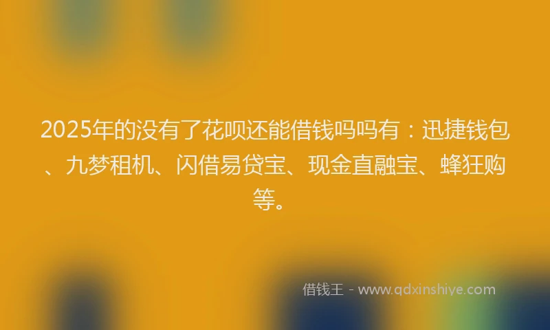 2025年的没有了花呗还能借钱吗吗有：迅捷钱包、九梦租机、闪借易贷宝、现金直融宝、蜂狂购等。