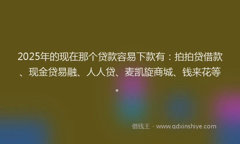 2025年的现在那个贷款容易下款有：拍拍贷借款、现金贷易融、人人贷、麦凯旋商城、钱来花等。