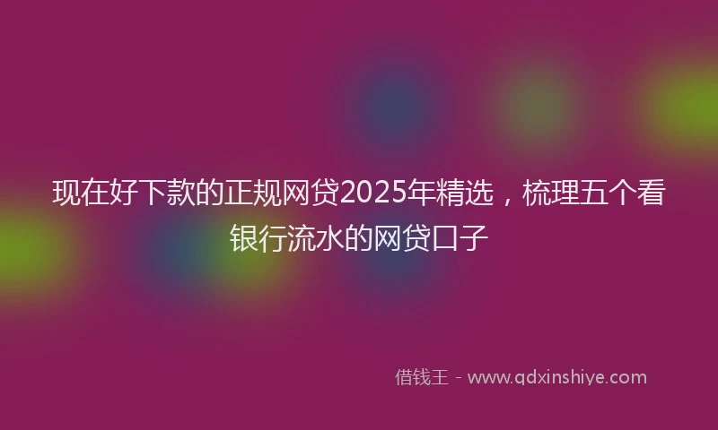 现在好下款的正规网贷2025年精选，梳理五个看银行流水的网贷口子