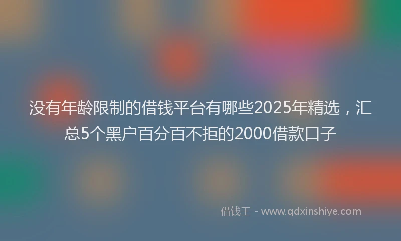 没有年龄限制的借钱平台有哪些2025年精选，汇总5个黑户百分百不拒的2000借款口子