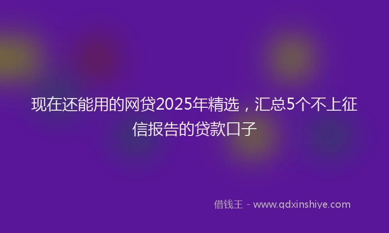 现在还能用的网贷2025年精选，汇总5个不上征信报告的贷款口子