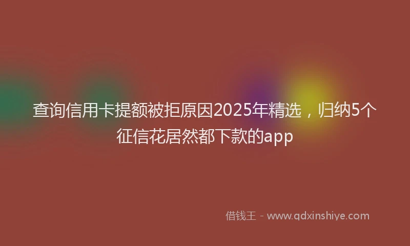 查询信用卡提额被拒原因2025年精选，归纳5个征信花居然都下款的app