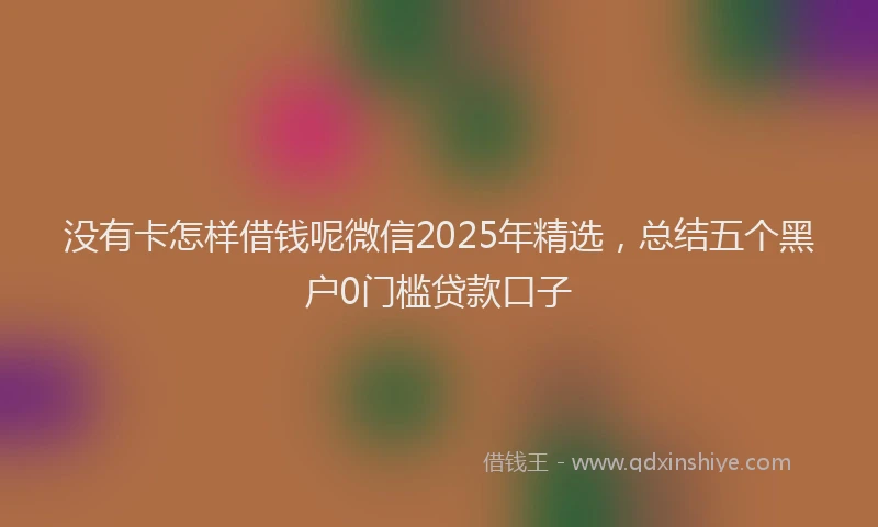 没有卡怎样借钱呢微信2025年精选，总结五个黑户0门槛贷款口子