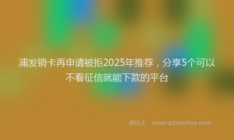 浦发销卡再申请被拒2025年推荐，分享5个可以不看征信就能下款的平台