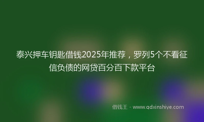 泰兴押车钥匙借钱2025年推荐，罗列5个不看征信负债的网贷百分百下款平台