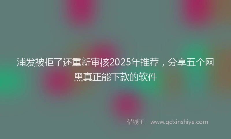 浦发被拒了还重新审核2025年推荐，分享五个网黑真正能下款的软件