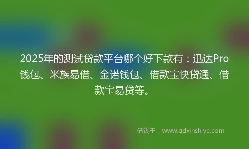 2025年的测试贷款平台哪个好下款有：迅达Pro钱包、米族易借、金诺钱包、借款宝快贷通、借款宝易贷等。