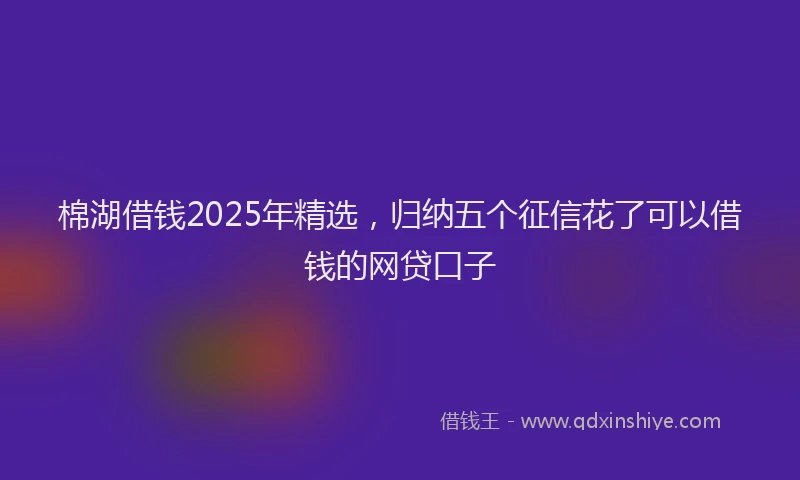 棉湖借钱2025年精选，归纳五个征信花了可以借钱的网贷口子