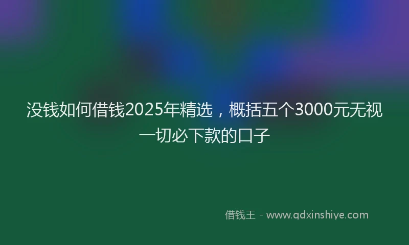 没钱如何借钱2025年精选，概括五个3000元无视一切必下款的口子