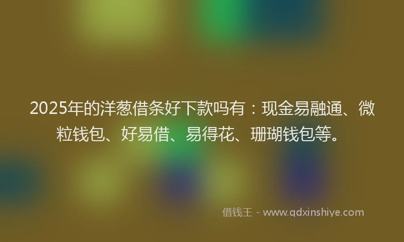 2025年的洋葱借条好下款吗有：现金易融通、微粒钱包、好易借、易得花、珊瑚钱包等。