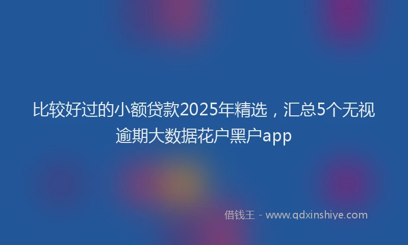 比较好过的小额贷款2025年精选，汇总5个无视逾期大数据花户黑户app