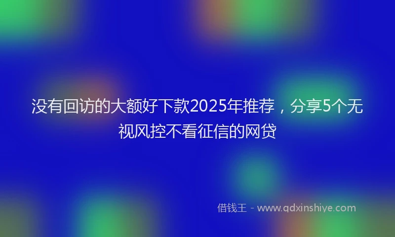 没有回访的大额好下款2025年推荐，分享5个无视风控不看征信的网贷