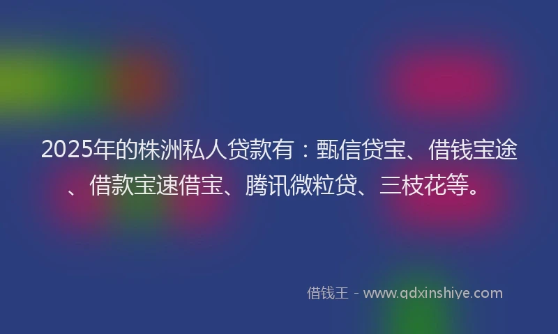 2025年的株洲私人贷款有：甄信贷宝、借钱宝途、借款宝速借宝、腾讯微粒贷、三枝花等。
