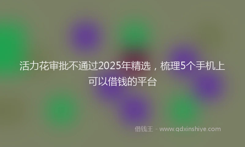 活力花审批不通过2025年精选，梳理5个手机上可以借钱的平台