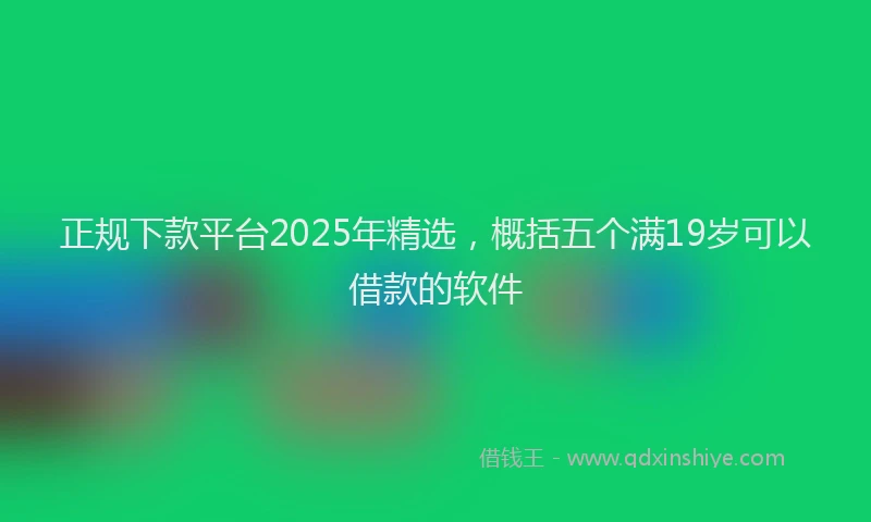 正规下款平台2025年精选，概括五个满19岁可以借款的软件