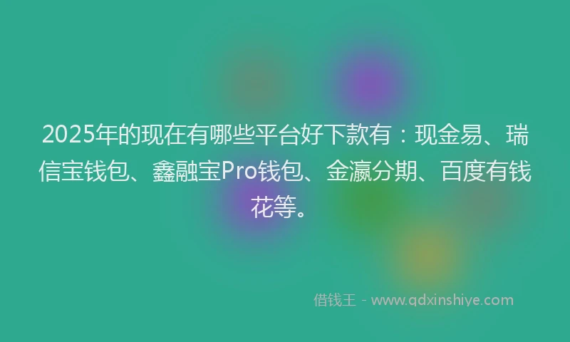 2025年的现在有哪些平台好下款有：现金易、瑞信宝钱包、鑫融宝Pro钱包、金瀛分期、百度有钱花等。
