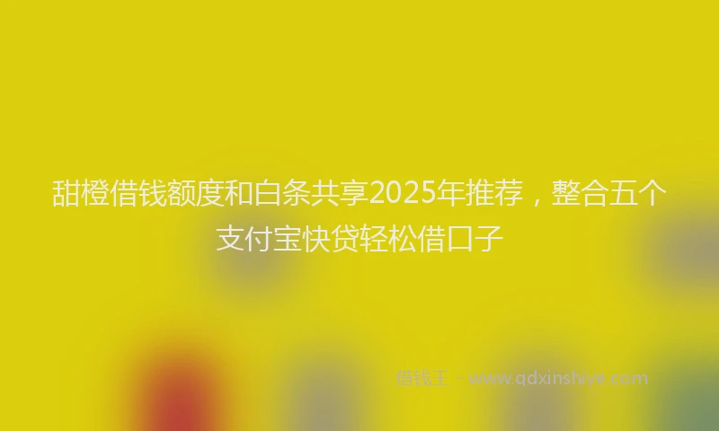 甜橙借钱额度和白条共享2025年推荐，整合五个支付宝快贷轻松借口子