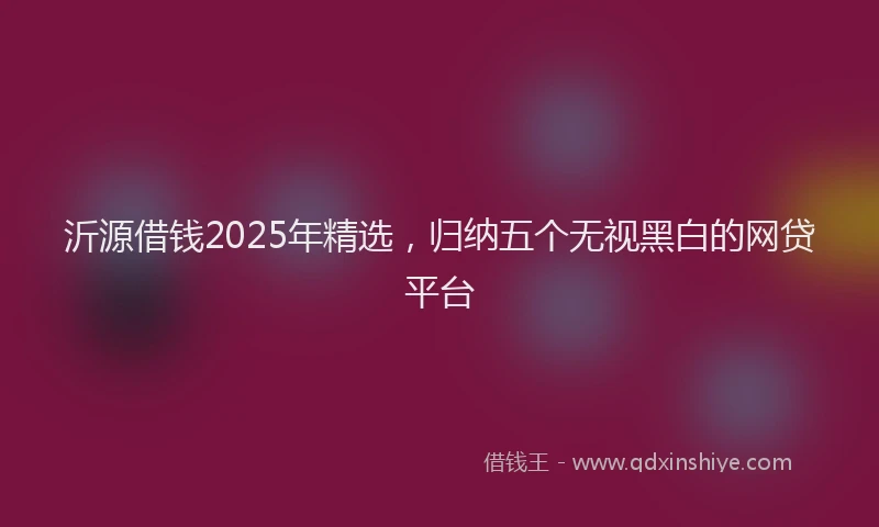 沂源借钱2025年精选，归纳五个无视黑白的网贷平台