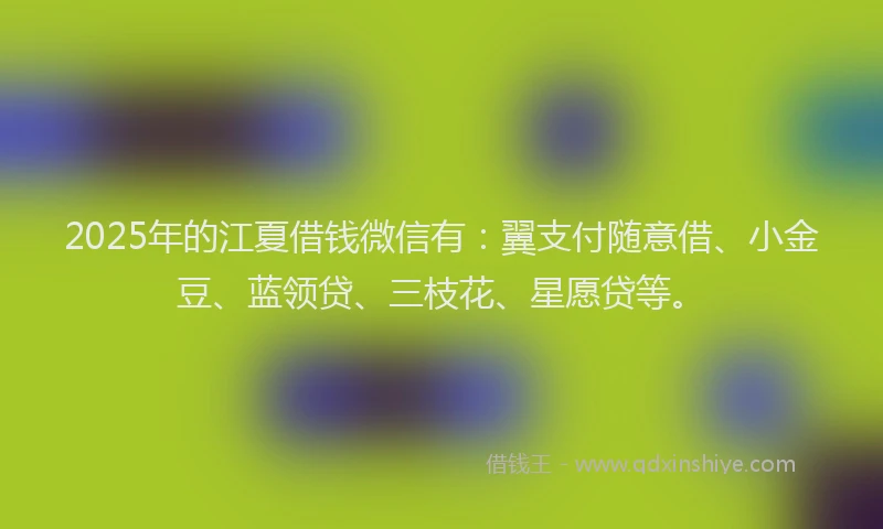 2025年的江夏借钱微信有：翼支付随意借、小金豆、蓝领贷、三枝花、星愿贷等。