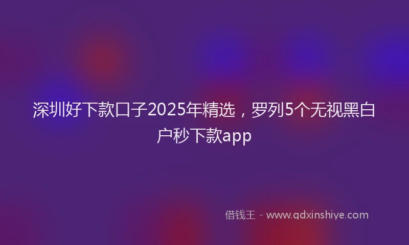 深圳好下款口子2025年精选，罗列5个无视黑白户秒下款app