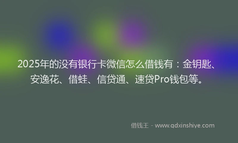 2025年的没有银行卡微信怎么借钱有：金钥匙、安逸花、借蛙、信贷通、速贷Pro钱包等。