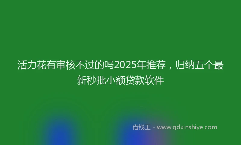 活力花有审核不过的吗2025年推荐，归纳五个最新秒批小额贷款软件