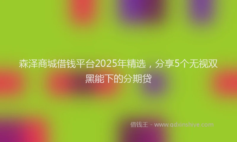 森泽商城借钱平台2025年精选，分享5个无视双黑能下的分期贷