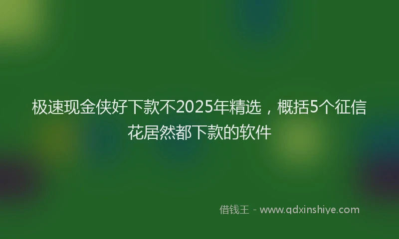 极速现金侠好下款不2025年精选，概括5个征信花居然都下款的软件