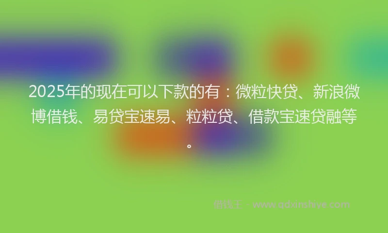 2025年的现在可以下款的有：微粒快贷、新浪微博借钱、易贷宝速易、粒粒贷、借款宝速贷融等。