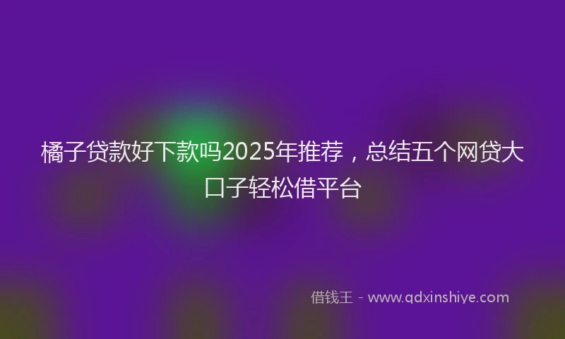 橘子贷款好下款吗2025年推荐，总结五个网贷大口子轻松借平台