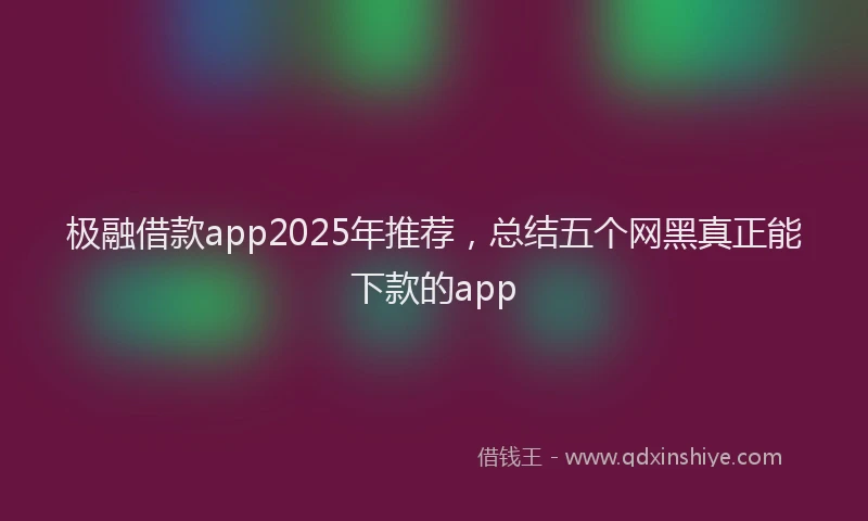 极融借款app2025年推荐，总结五个网黑真正能下款的app
