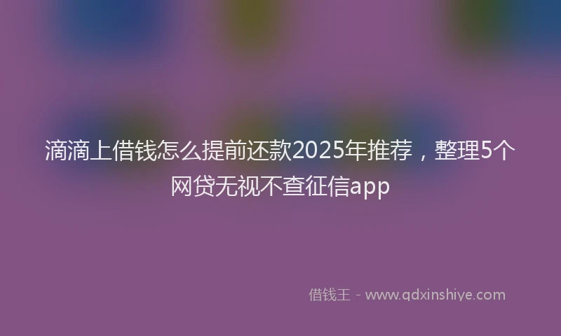 滴滴上借钱怎么提前还款2025年推荐，整理5个网贷无视不查征信app