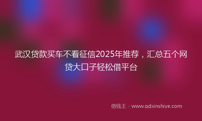 武汉贷款买车不看征信2025年推荐，汇总五个网贷大口子轻松借平台
