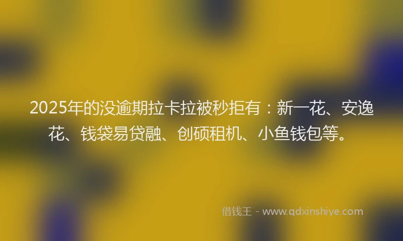 2025年的没逾期拉卡拉被秒拒有：新一花、安逸花、钱袋易贷融、创硕租机、小鱼钱包等。