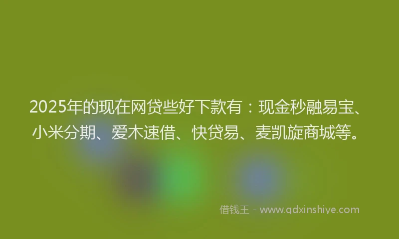2025年的现在网贷些好下款有：现金秒融易宝、小米分期、爱木速借、快贷易、麦凯旋商城等。