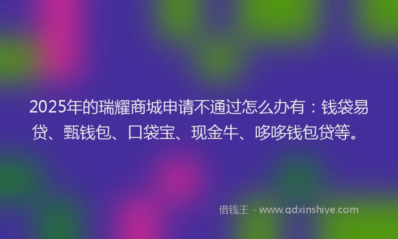 2025年的瑞耀商城申请不通过怎么办有：钱袋易贷、甄钱包、口袋宝、现金牛、哆哆钱包贷等。