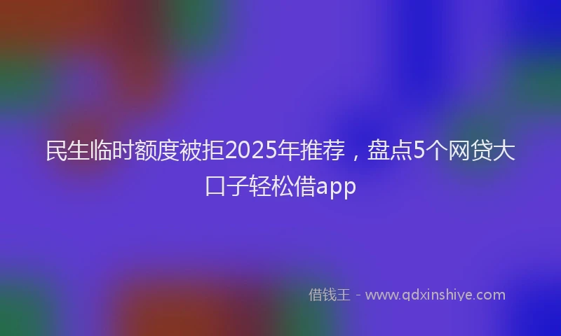 民生临时额度被拒2025年推荐，盘点5个网贷大口子轻松借app