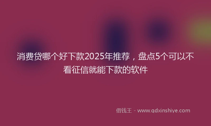 消费贷哪个好下款2025年推荐，盘点5个可以不看征信就能下款的软件