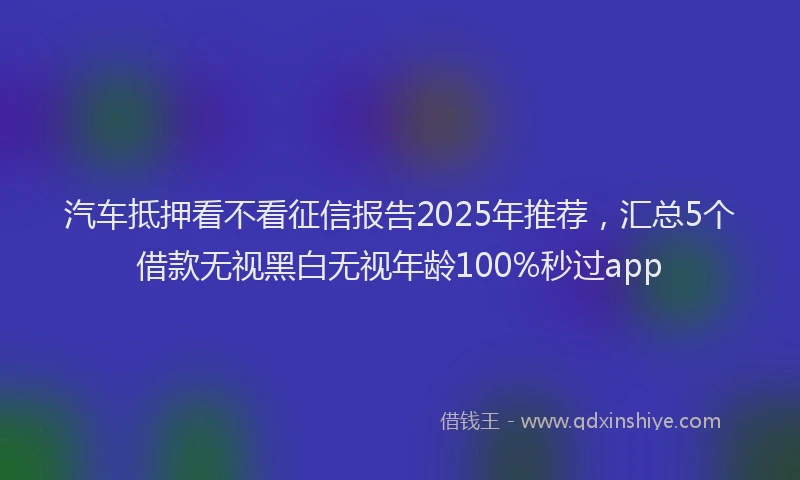 汽车抵押看不看征信报告2025年推荐，汇总5个借款无视黑白无视年龄100%秒过app
