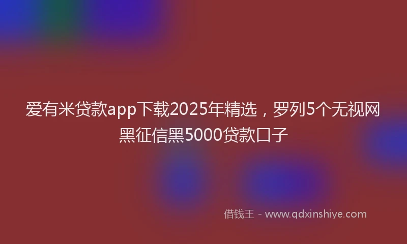 爱有米贷款app下载2025年精选，罗列5个无视网黑征信黑5000贷款口子