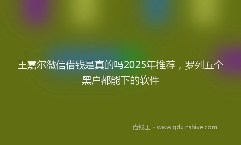 王嘉尔微信借钱是真的吗2025年推荐，罗列五个黑户都能下的软件