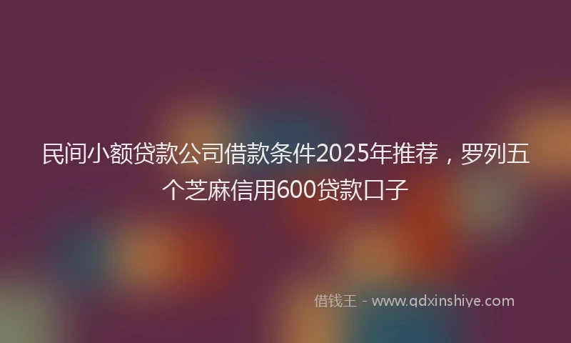 民间小额贷款公司借款条件2025年推荐，罗列五个芝麻信用600贷款口子