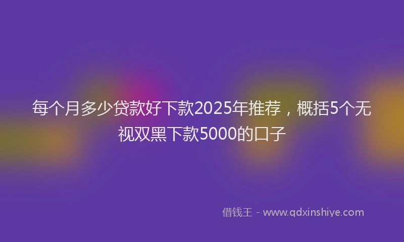 每个月多少贷款好下款2025年推荐，概括5个无视双黑下款5000的口子