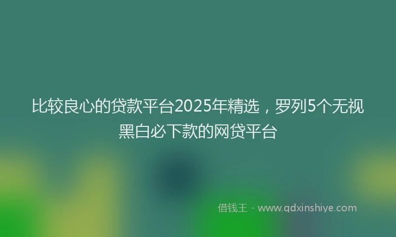 比较良心的贷款平台2025年精选，罗列5个无视黑白必下款的网贷平台