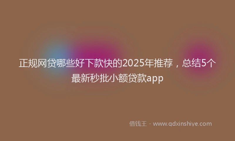 正规网贷哪些好下款快的2025年推荐，总结5个最新秒批小额贷款app
